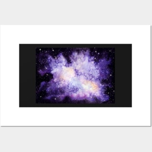 Watercolor Galaxy, Stars and Shine in Outer Space Posters and Art